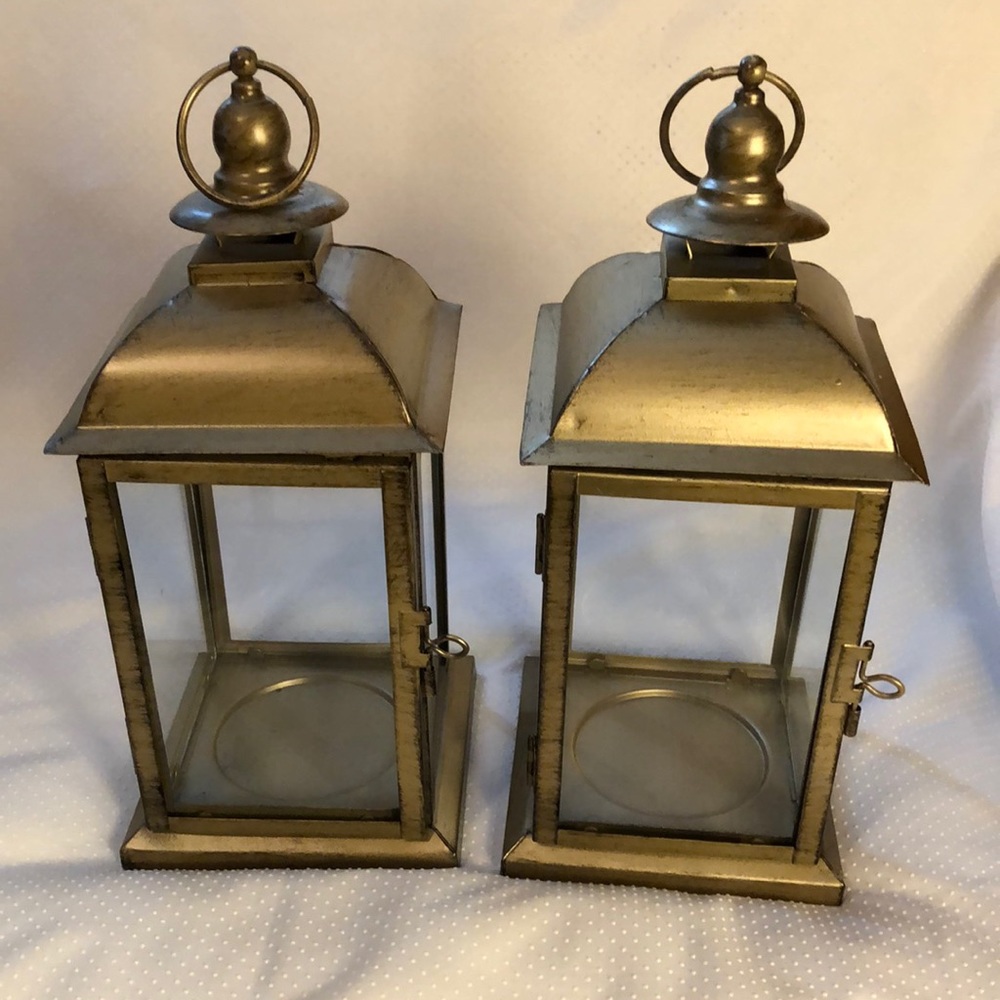 Set of 2 Brushed Gold Lanterns
